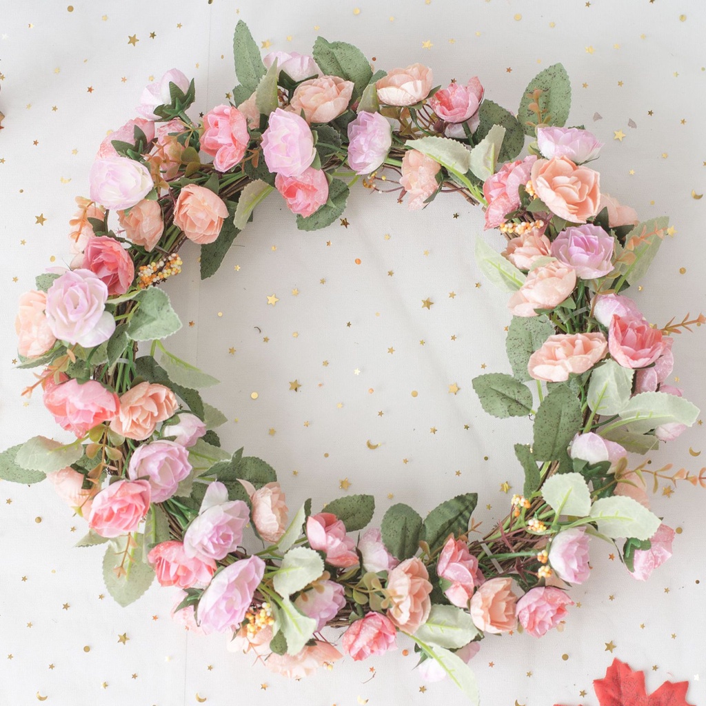 Vòng Hoa Mẫu Đơn Giả Nhiều Màu Sắc Trang Trí Cửa Trước