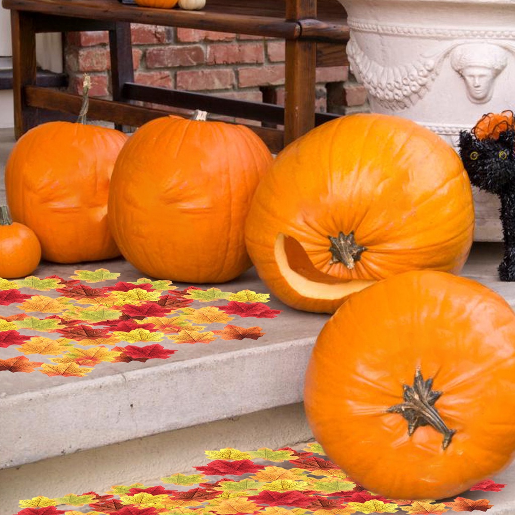 Túi 50 Lá Phong Nhân Tạo Bằng Vải Không Phai Dùng Trang Trí Halloween