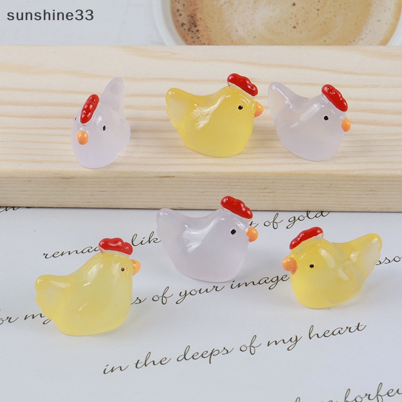 Bộ 3 Tượng Gà Con Dạ Quang Dễ Thương Dùng Trang Trí Xe Hơi