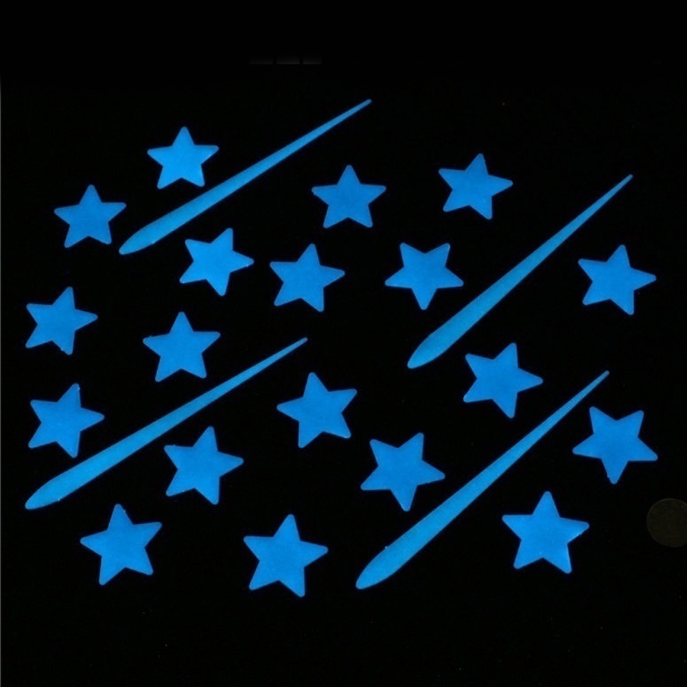 (Bất Ngờ) 100 Miếng Dán Tường Ngôi Sao Nhựa Phát Sáng Trong Bóng Tối 3cm