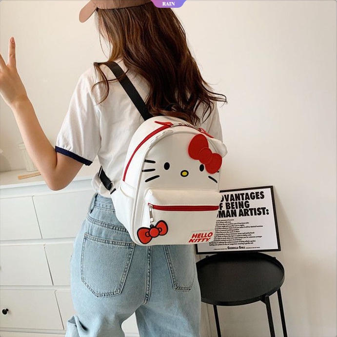 Ba Lô Da PU Mini In Họa Tiết Hoạt Hình Sanrio Hello Kitty Thanh Lịch Cho Nữ