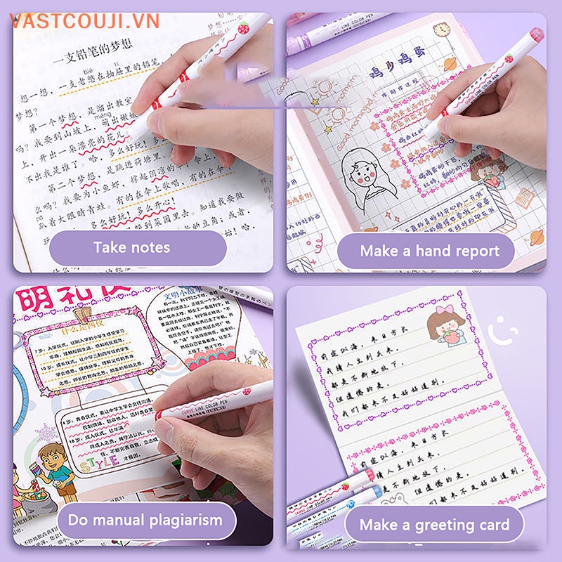 Bút Đánh Dấu Hai Đầu Nhanh Khô Nhiều Màu Sắc Họa Tiết VASTJI Vui Nhộn