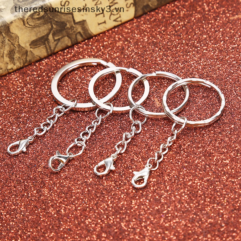 Set 10 Móc Khóa Ngắn Màu Bạc Bóng Thời Trang DIY