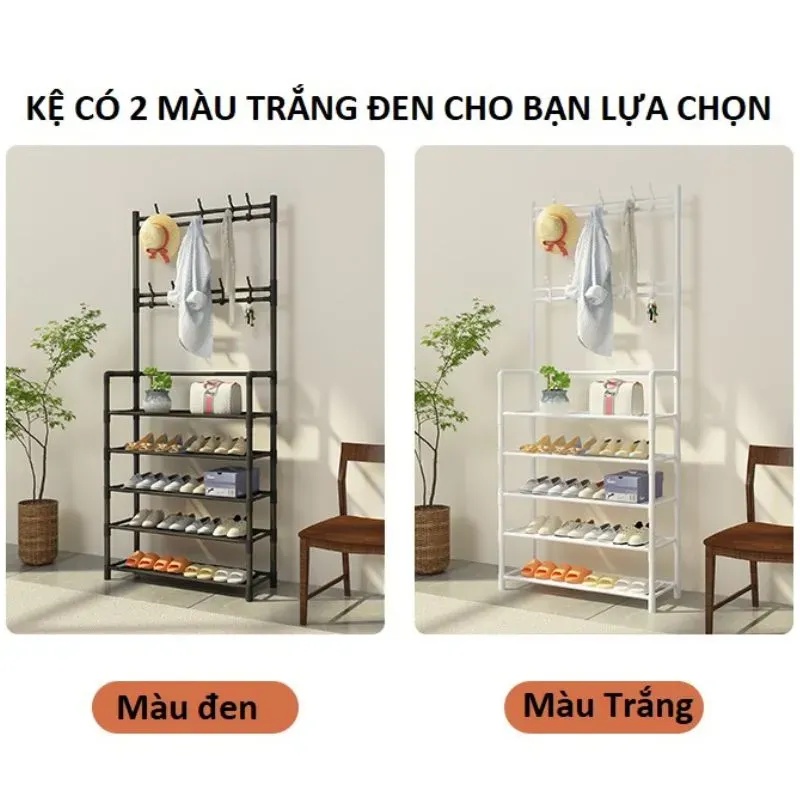 Kệ để giày dép 4 tầng chữ L có giá treo đồ tiện lợi_ Như Trang Plaza