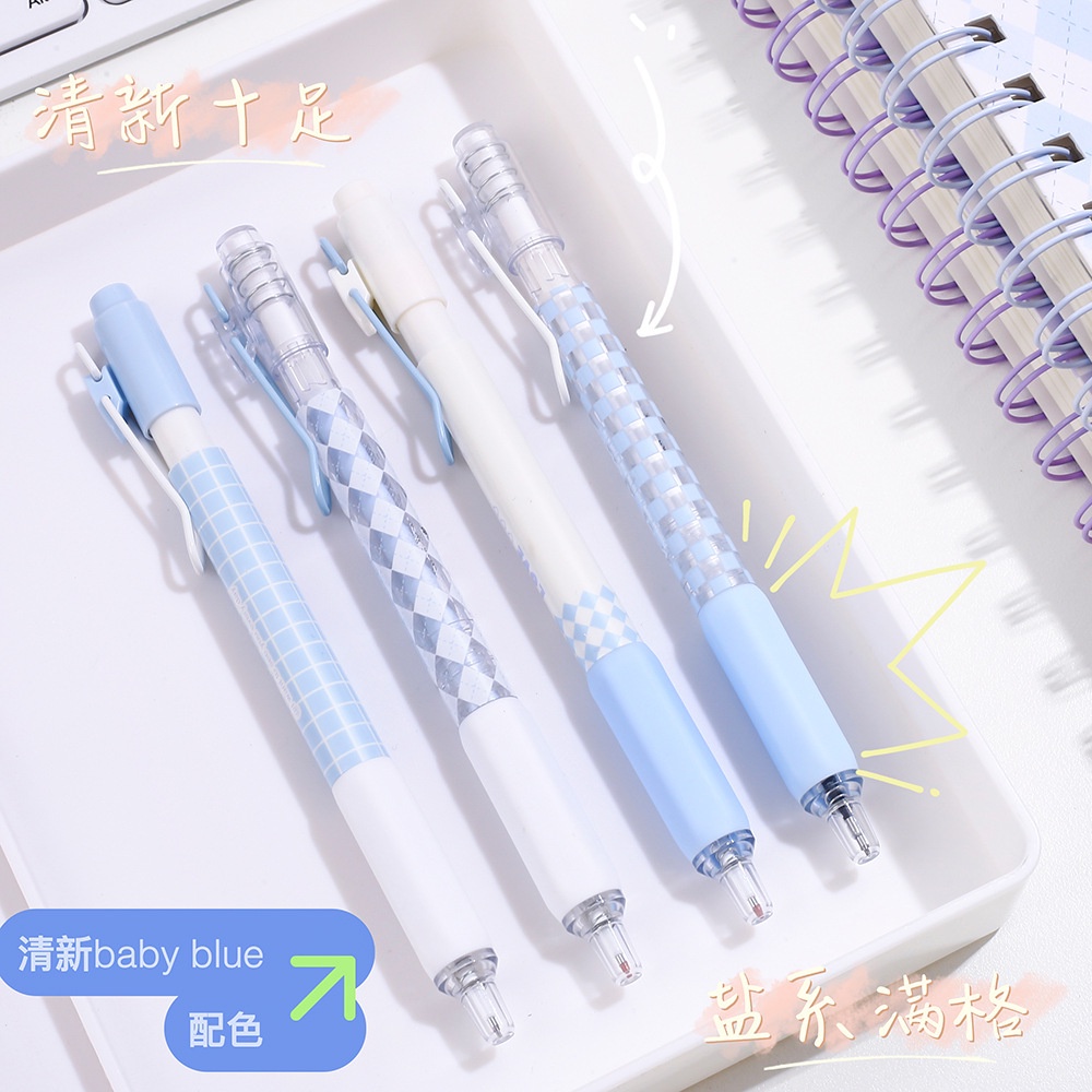 Bút Mực 0.5 / 0.5 Họa Tiết Kẻ Sọc Trắng Xanh Dương Thời Trang