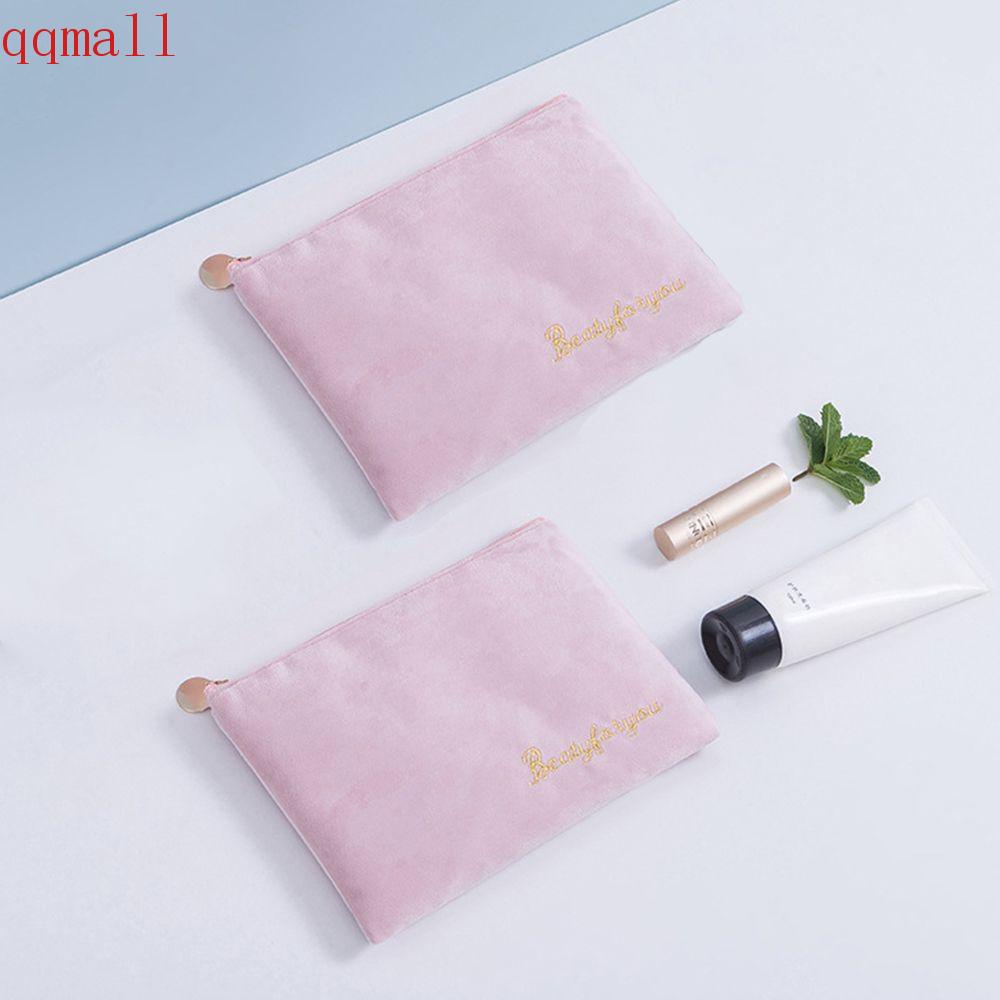 QQMALL Túi Nhỏ Đựng Đồ Trang Điểm Thêu Chữ Cho Nữ