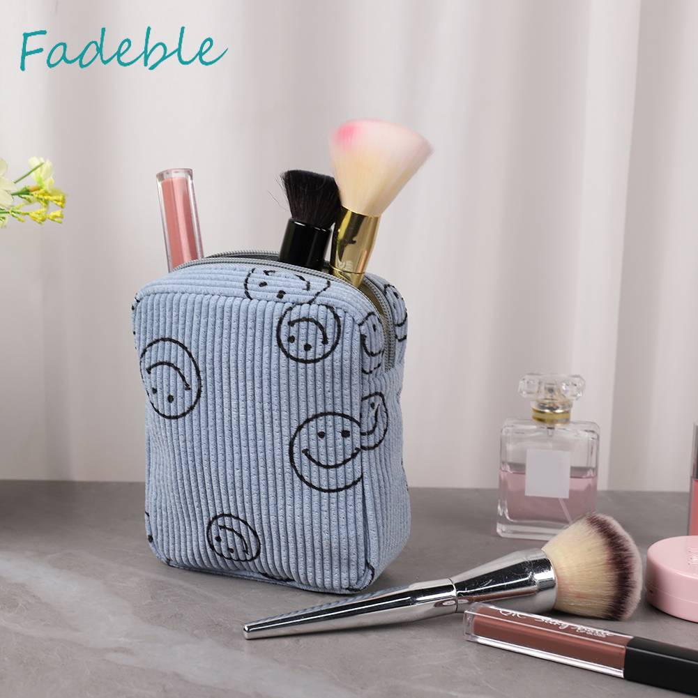 Túi Đựng Mỹ Phẩm Đa Năng Hình Mặt Cười Có Khóa Kéo Tiện Dụng Mang Theo Du Lịch