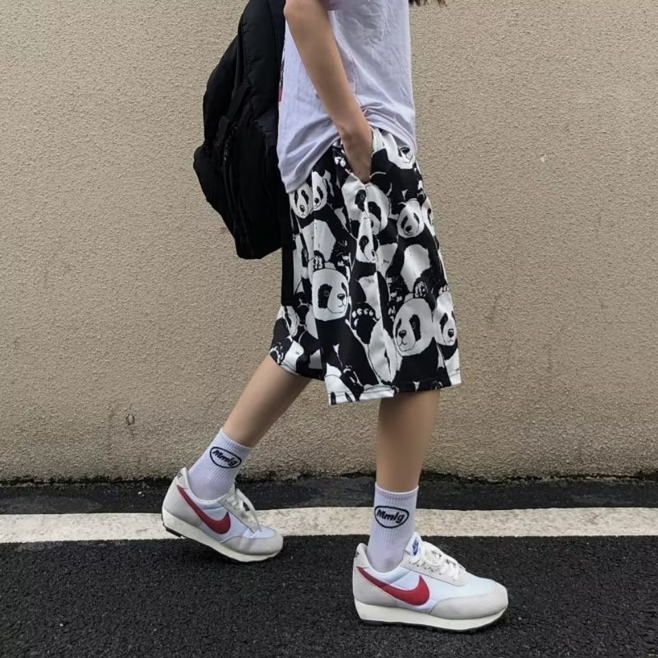 Quần Short Thể Thao Đi Biển Dáng Rộng Cỡ Lớn 150kg In Hình Gấu Trúc Thời Trang Mùa Hè Cho Nam Và Nữ