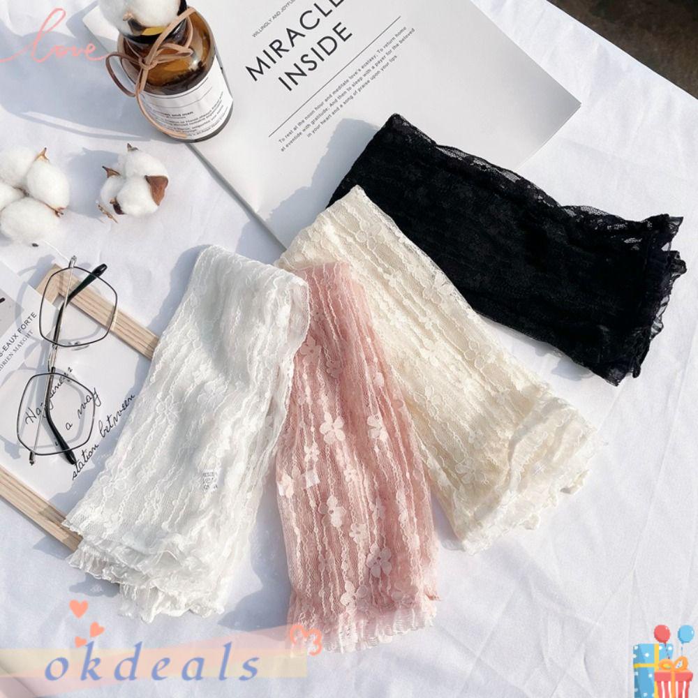 OKDEALS Găng Tay Chống Nắng Phối Ren Lưới Siêu Mỏng Thoáng Khí