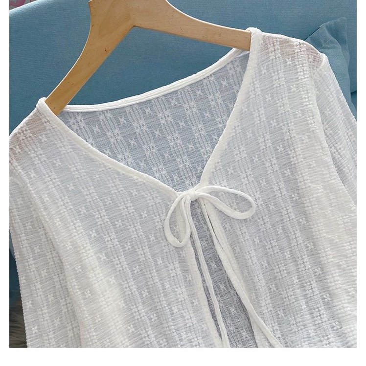 Áo Khoác Cardigan Ren Mỏng Dài Tay Dáng Ngắn Thời Trang Mùa Hè Dành Cho Nữ