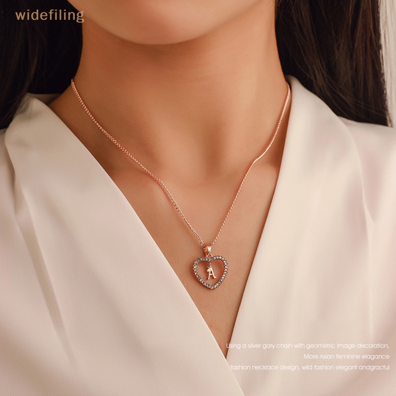 Vòng Cổ Choker Mặt Trái Tim Đính Đá Pha Lê 26 Chữ Cái A-Z Thời Trang Cho Nữ