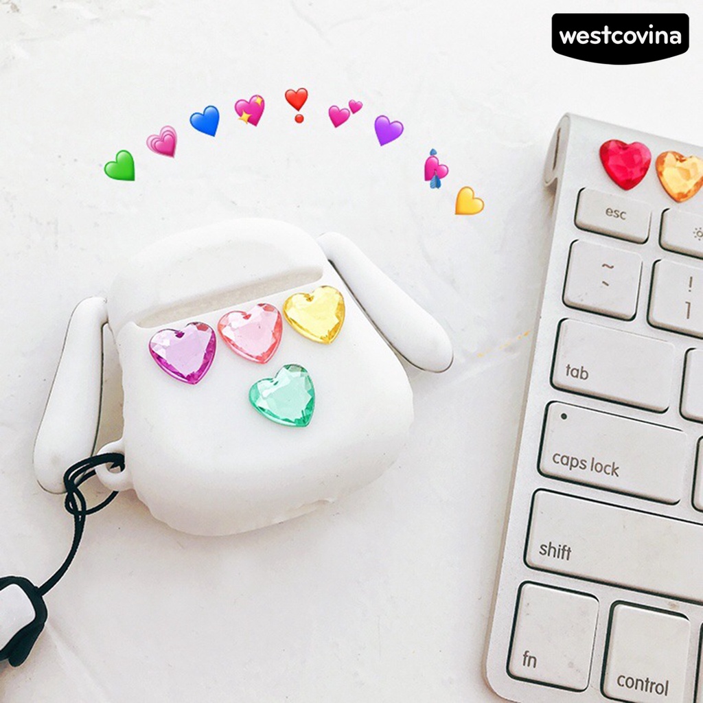 [WSTN]✎1 Bộ Miếng Dán Trang Trí Điện Thoại Hình Trái Tim 3D Lấp Lánh Dễ Sử Dụng DIY