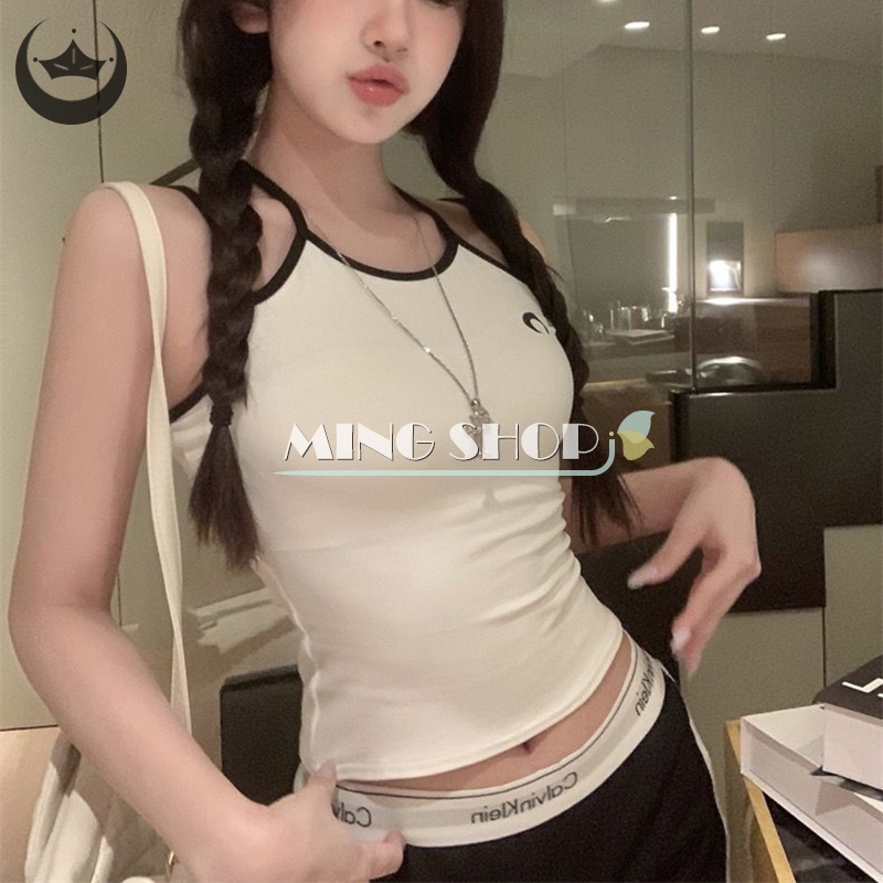 Áo Croptop Hai Dây Co Giãn Ôm Dáng Gợi Cảm Dễ Thương Cho Nữ