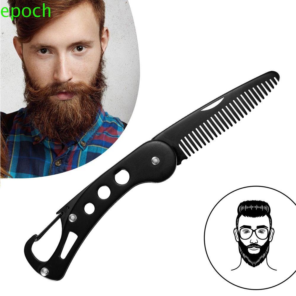 EPOCH Lược Gấp Chải Râu Chuyên Nghiệp Bằng Thép Không Gỉ Màu Đen Chống Tĩnh Điện Dành Cho Nam