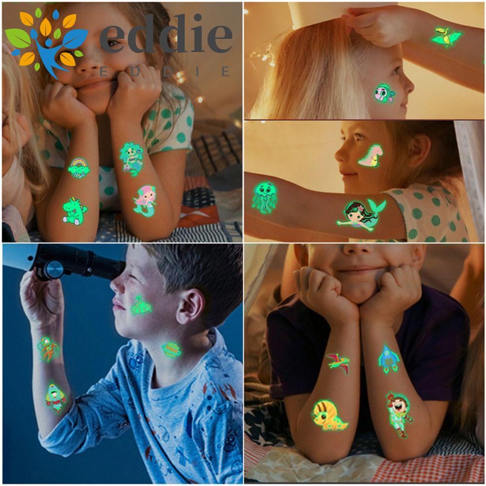 26EDIE Set 5 Hình Xăm Dán Dạ Quang Chống Nước Chống Mồ Hôi Hình Khủng Long Hoạt Hình Cho Trẻ Em