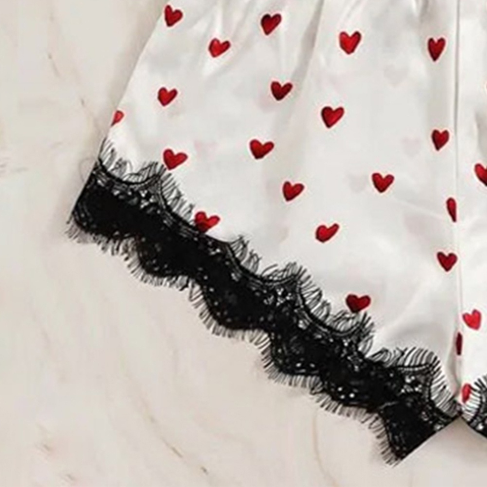 Bộ Đồ Ngủ Không Tay Cổ Chữ V In Họa Tiết Ngọt Ngào Quyến Rũ Cho Nữ