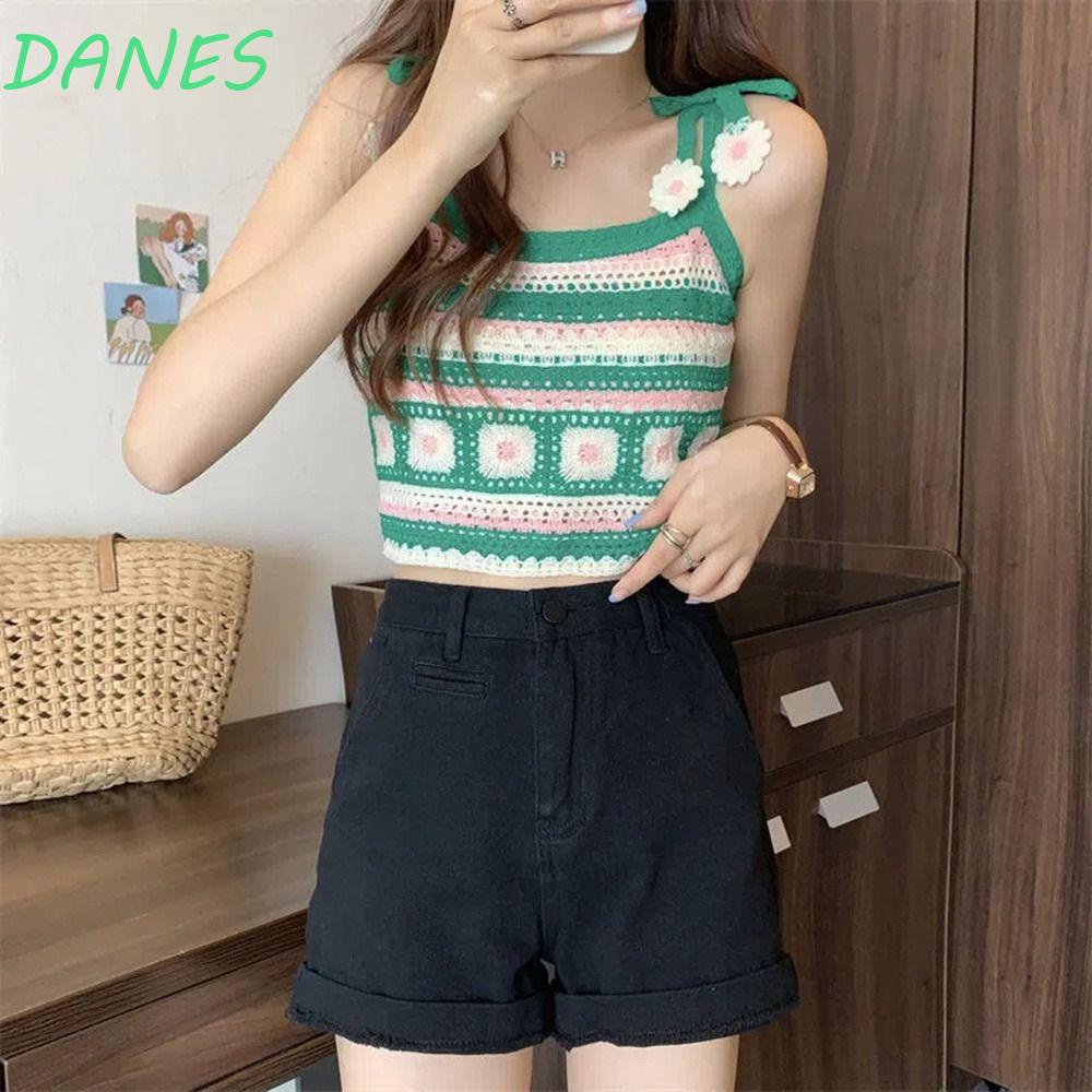 DANES Áo Hai Dây Dệt Kim Họa Tiết Hoa Thời Trang Mùa Hè Cho Nữ