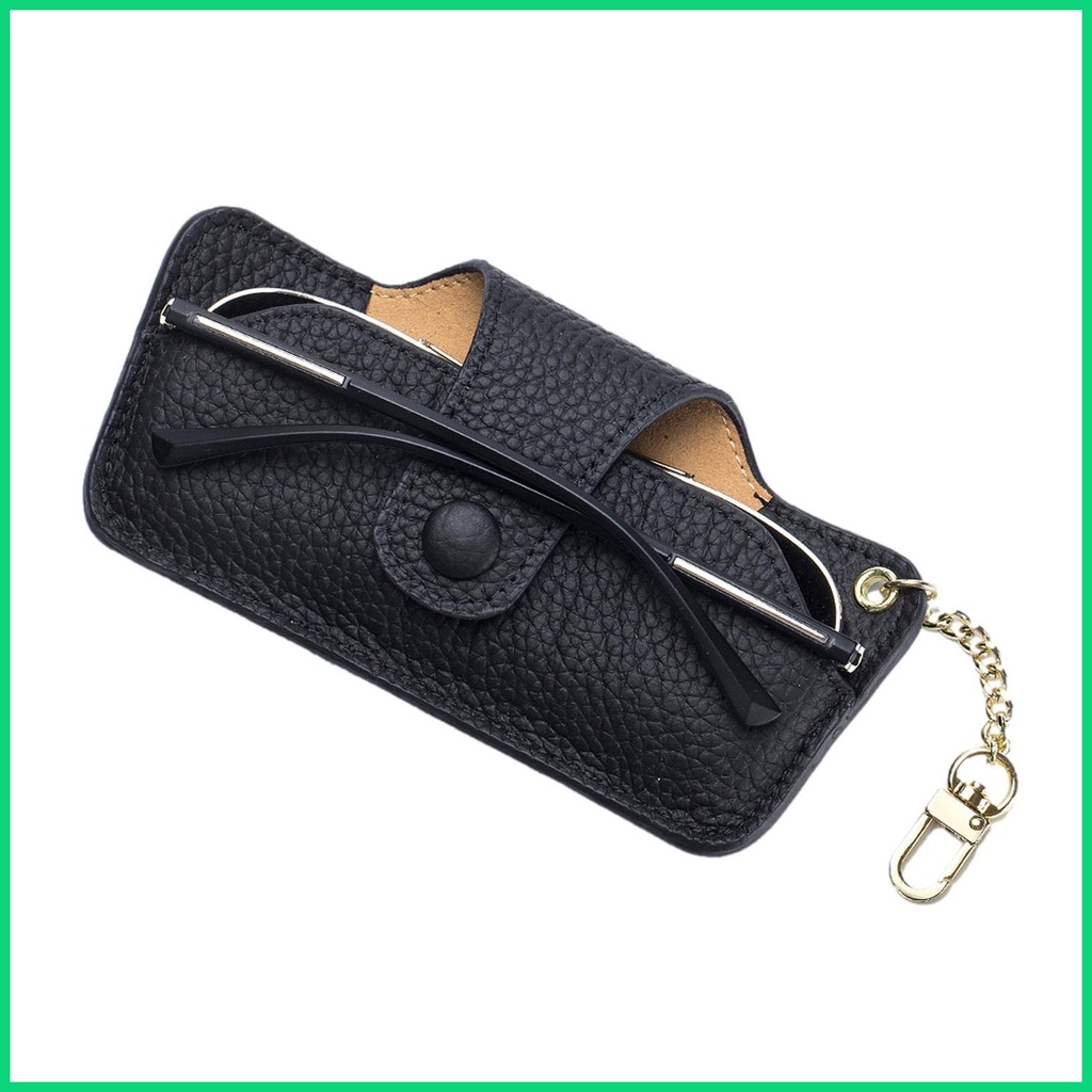 Hộp Đựng Mắt Kính Bằng Da Bò Mỏng Nhẹ Kèm Dây Đeo Sợi Xích Thời Trang Sang Trọng Cho Nữ