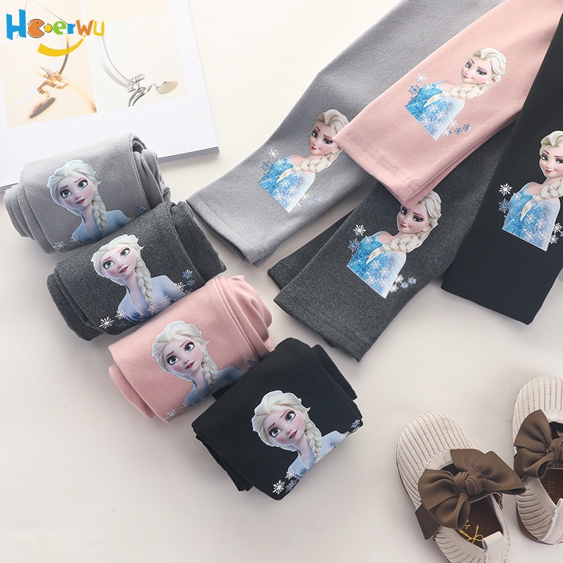 Quần Legging Ôm Dáng In Hoạt Hình Công Chúa Elsa Dễ Thương Cho Bé Gái