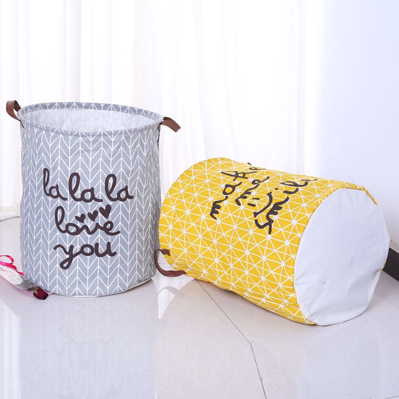 Giỏ Đựng Đồ Giặt / Đồ Chơi Bằng Vải Cotton Lanh Chống Nước Có Thể Gấp Gọn JP5