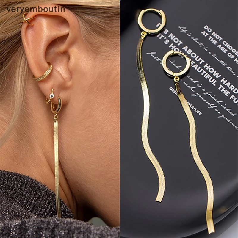 Bông Tai Dáng Dài Phối Tua Rua Đơn Giản Độc Đáo Thời Trang Cho Nữ