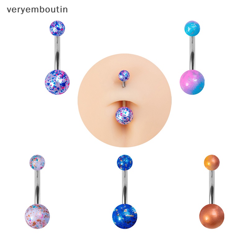 Set 5 Khuyên Rốn Bằng Thép Không Gỉ Acrylic Quyến Rũ Sáng Tạo