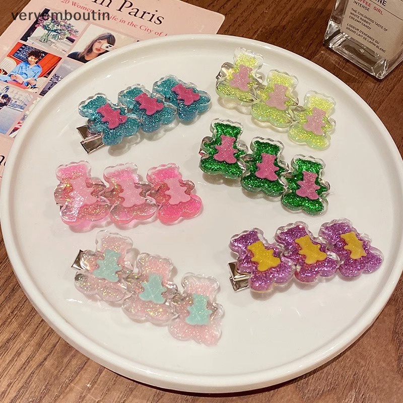 Kẹp Tóc Hình Gấu Nhỏ Lấp Lánh Thời Trang Mùa Hè Cho Nữ