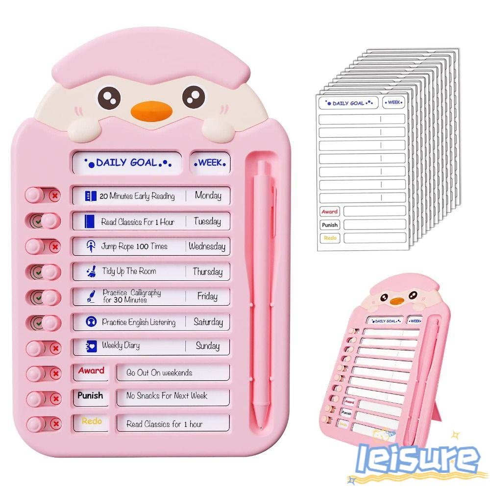 LEISURE Bảng Ghi Chú Lên Kế Hoạch Hàng Ngày Bằng Nhựa Họa Tiết Hoạt Hình Đa Năng Có Thể Tái Sử Dụng