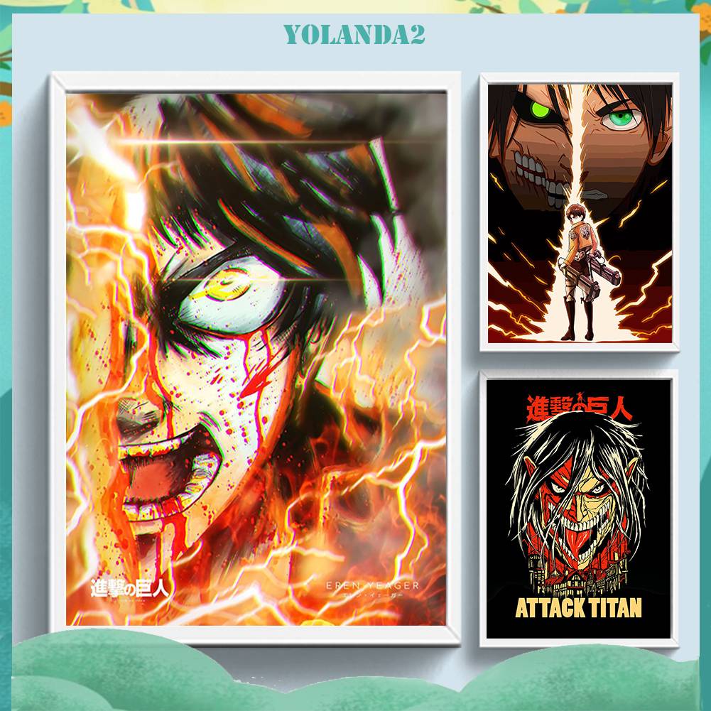 Bộ Tranh Đính Đá 5D Họa Tiết Attack on Titan Độc Đáo DIY Dùng Trang Trí Nhà Cửa