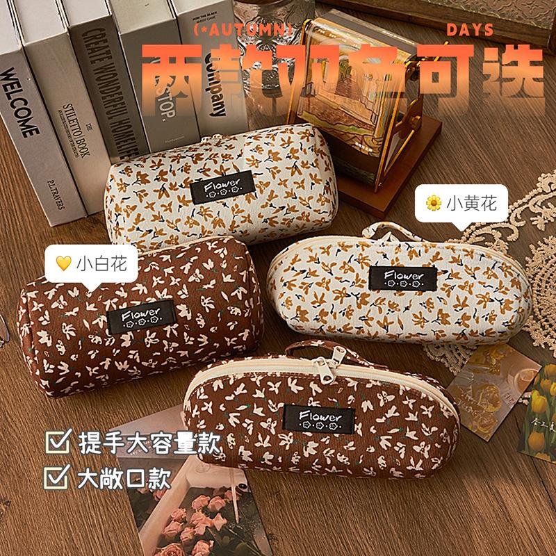 Túi đựng bút Vintage Flower Pencil Case Hone vải nhung mịn