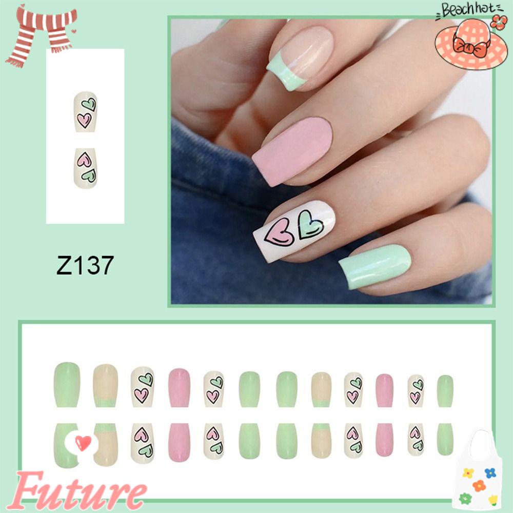 FUTURE Bộ 24 Móng Tay Giả Che Phủ Toàn Diện Có Thể Tháo Rời