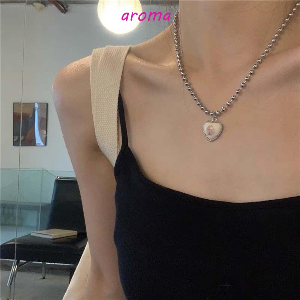 AROMA Dây Chuyền Choker Mặt Hình Thỏ / Trái Tim Phối Hạt Ngọt Ngào Dễ Thương Thời Trang Cho Nữ