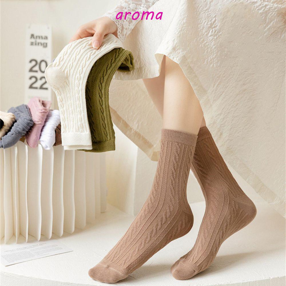 AROMA Vớ Cotton Họa Tiết Kẻ Sọc Phong Cách Lolita Vintage Dành Cho Nữ