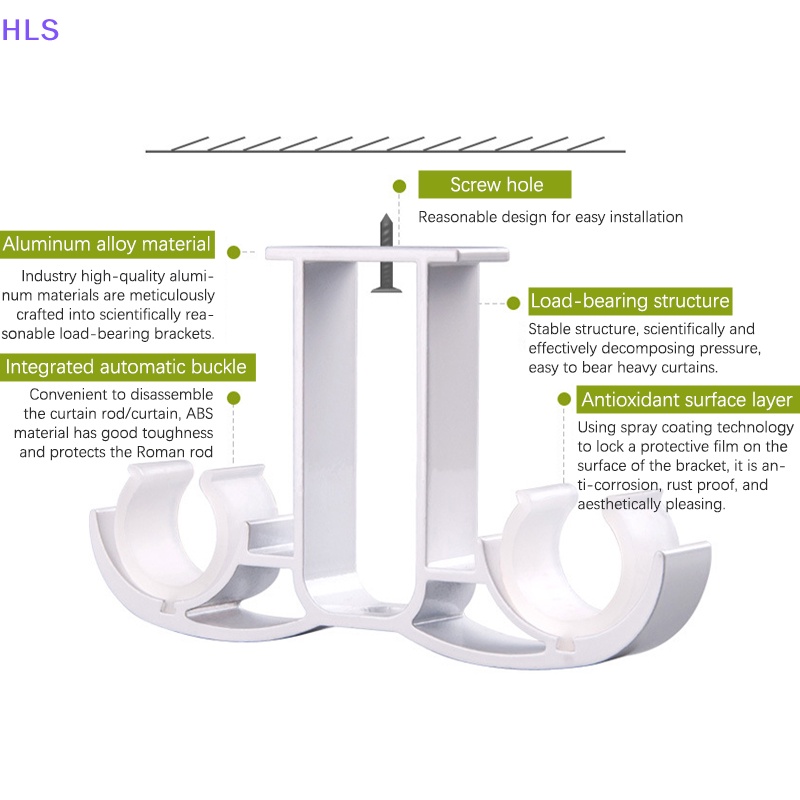[HLS] Móc Treo Rèm Cửa Đôi Bằng Hợp Kim Nhôm Màu Đen Có Khóa Nhựa