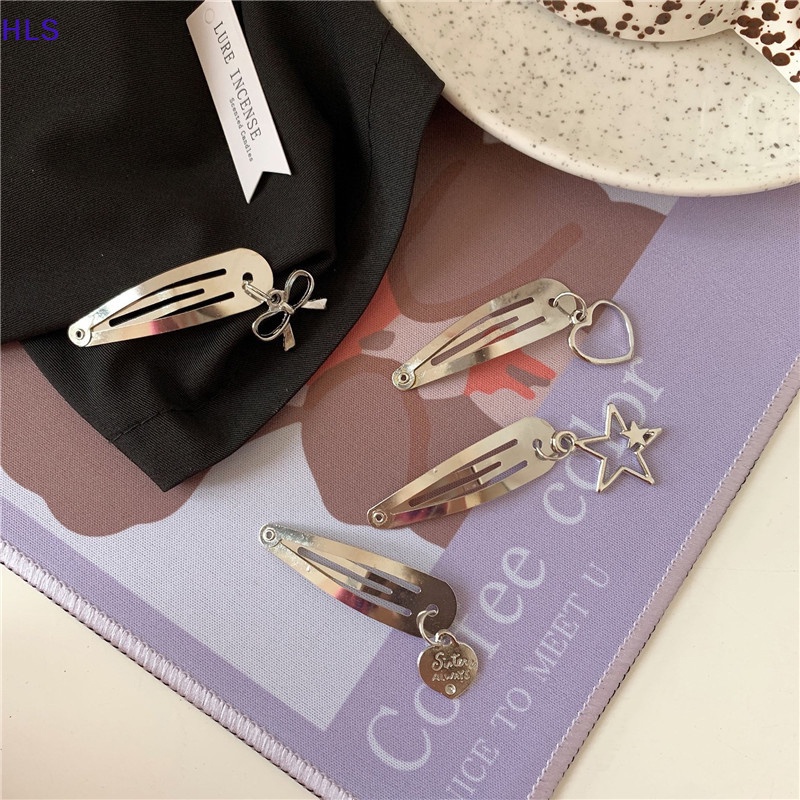 [HLS] Set 2 Kẹp Tóc Kim Loại Đính Mặt Ngọt Ngào Cá Tính Cho Nữ