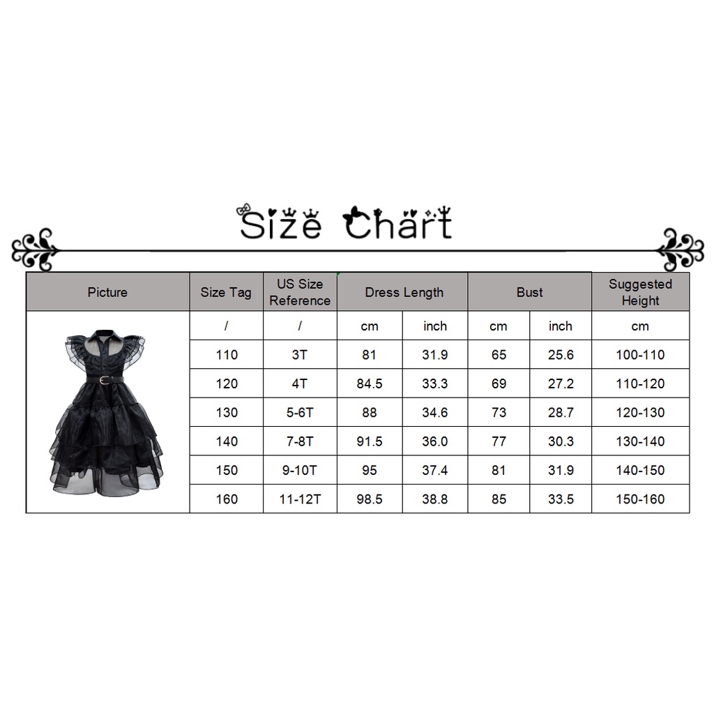 Đầm Hóa Trang Halloween Addams Màu Đen Phong Cách Gothic 2023 Cho Bé Gái E75 3-12 Tuổi