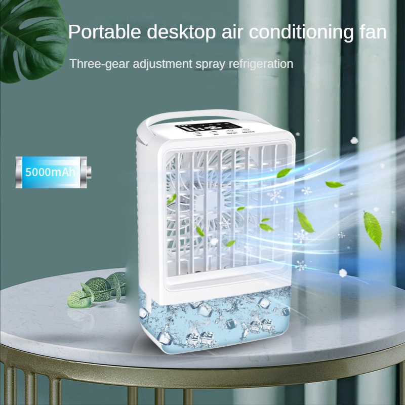 1 Bộ Quạt Làm Mát Phun Sương Làm Mát Để Bàn Kích Thước Nhỏ Bằng ABS Yên Tĩnh Có Cổng Sạc USB