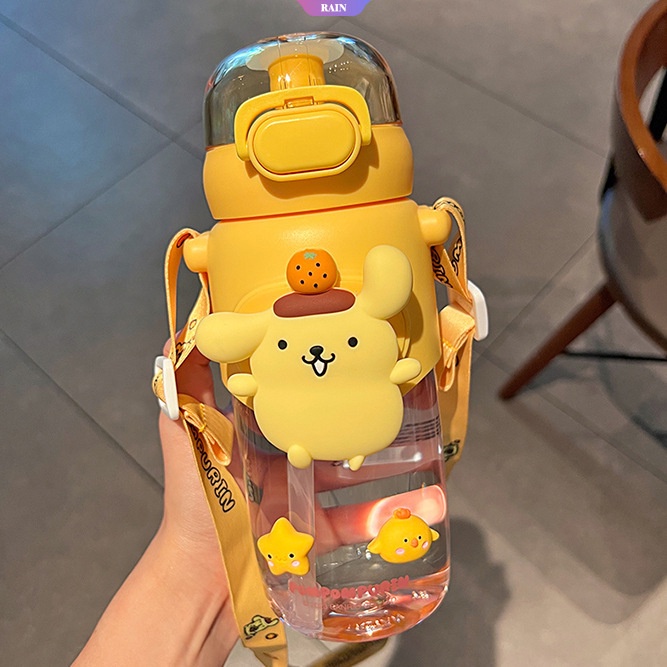 Bình Nước Thể Thao 600ML Sanrio Cinnamoroll Anime Kuromi My Melody Pom Purin Bằng Nhựa Purin Chống Rò Rỉ An Toàn Cho Trẻ Em