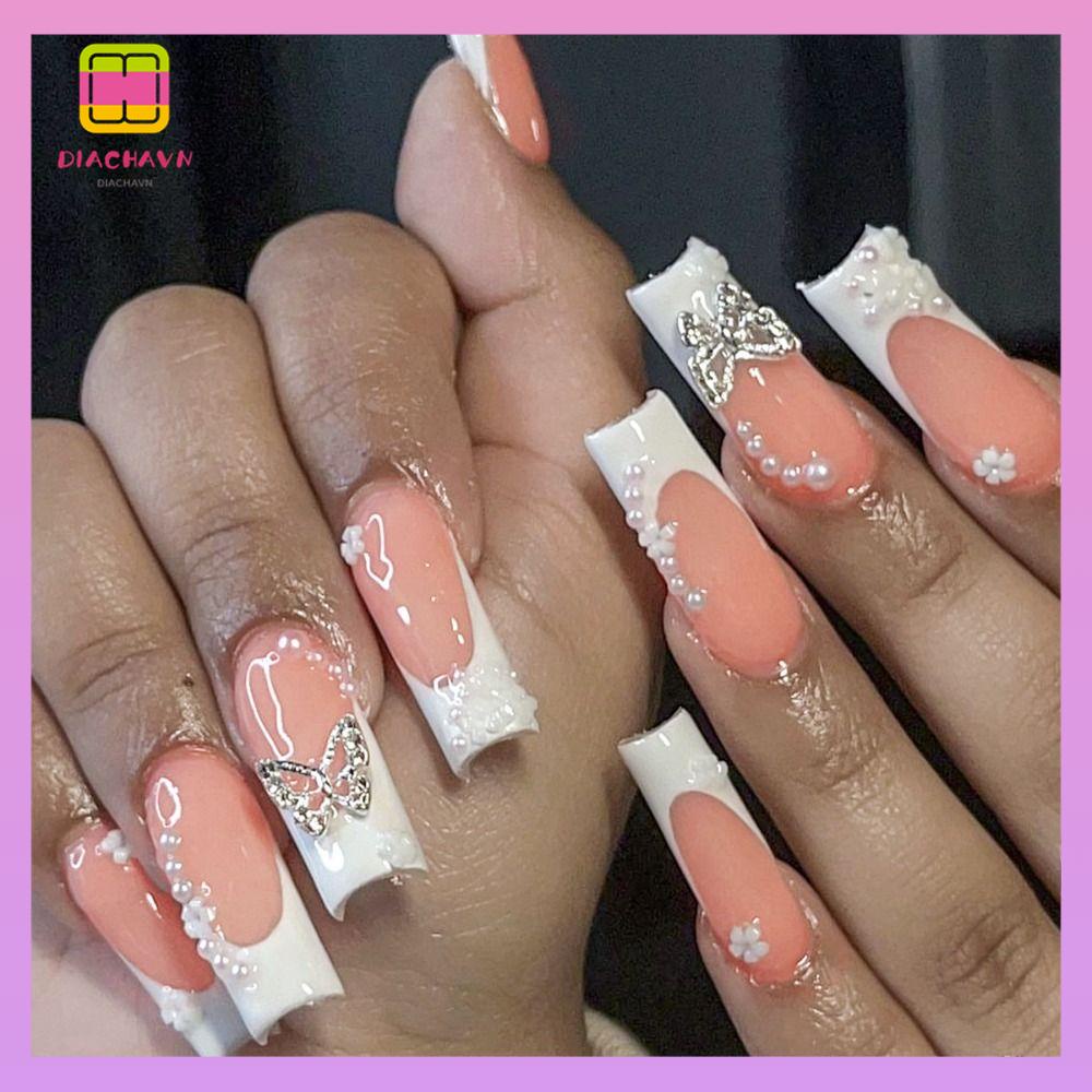 DIACHAVN Móng Tay Giả Dáng Dài Che Phủ Toàn Diện Thời Trang Cho Nữ