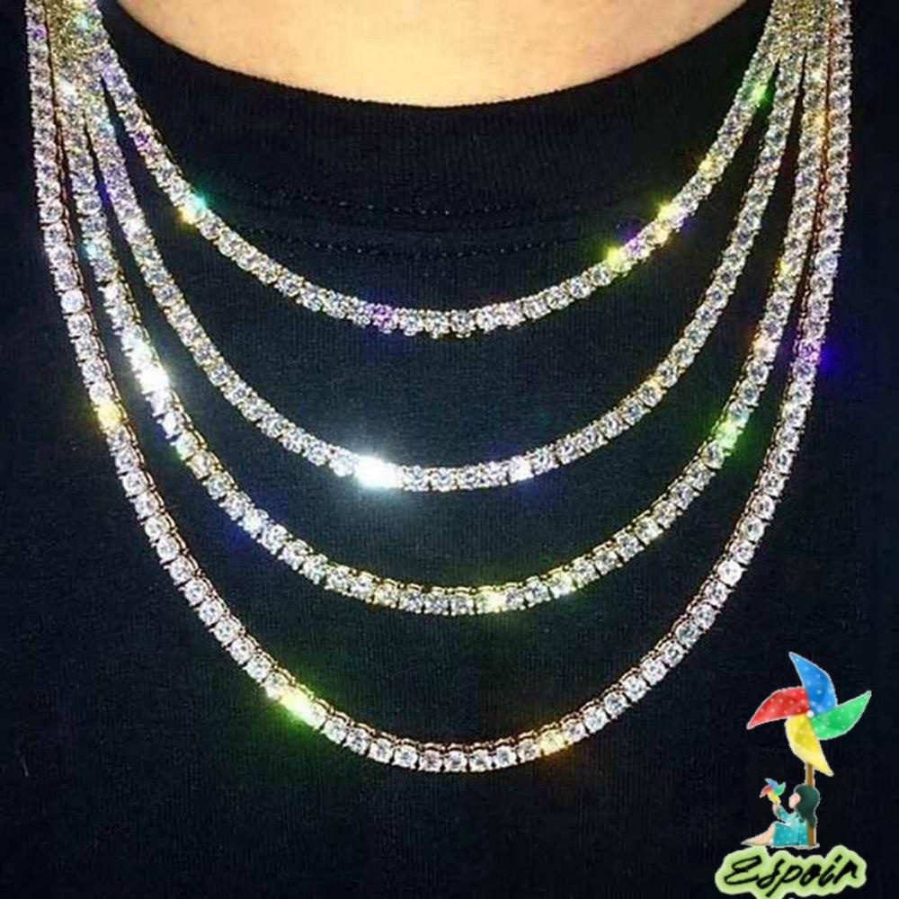 ESPO Vòng cổ Hip Hop Màu Vàng / Bạc Đính Đá Pha Lê Cho Nam