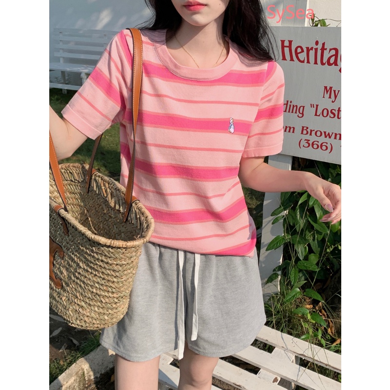 Áo Dệt Kim Kẻ Sọc Thời Trang Hè Cho Nữ