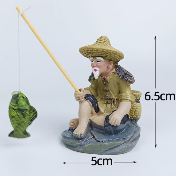 Mô Hình Ông Già Câu Cá Bằng Nhựa Dùng Trang Trí Bể Cá