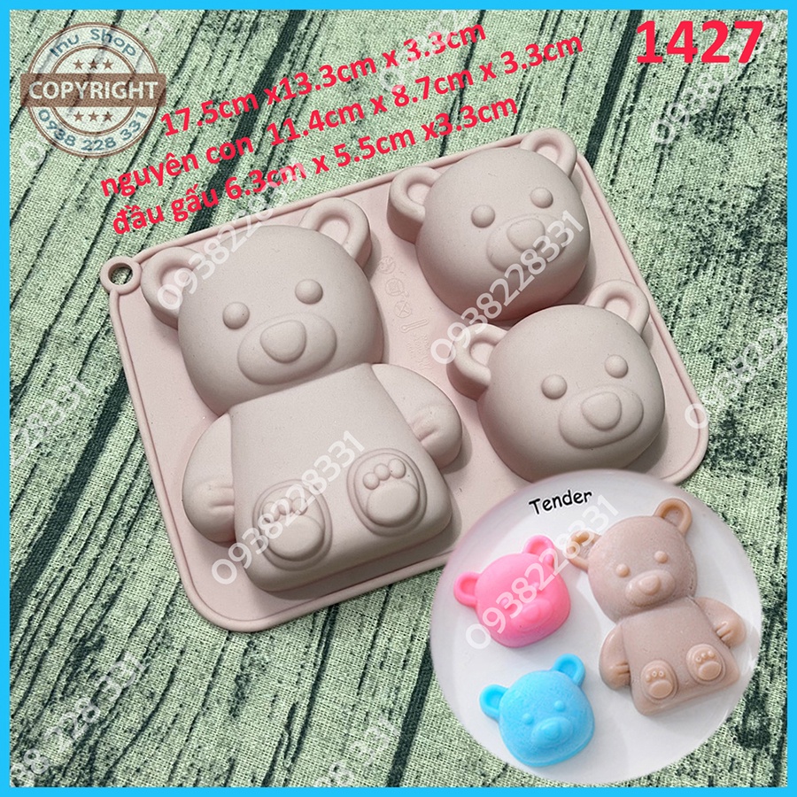 HCM - Khuôn silicon mẫu thú hoạt hình hổ gấu thỏ nướng bánh, đổ tượng thạch cao tô màu, làm rau câu pudding