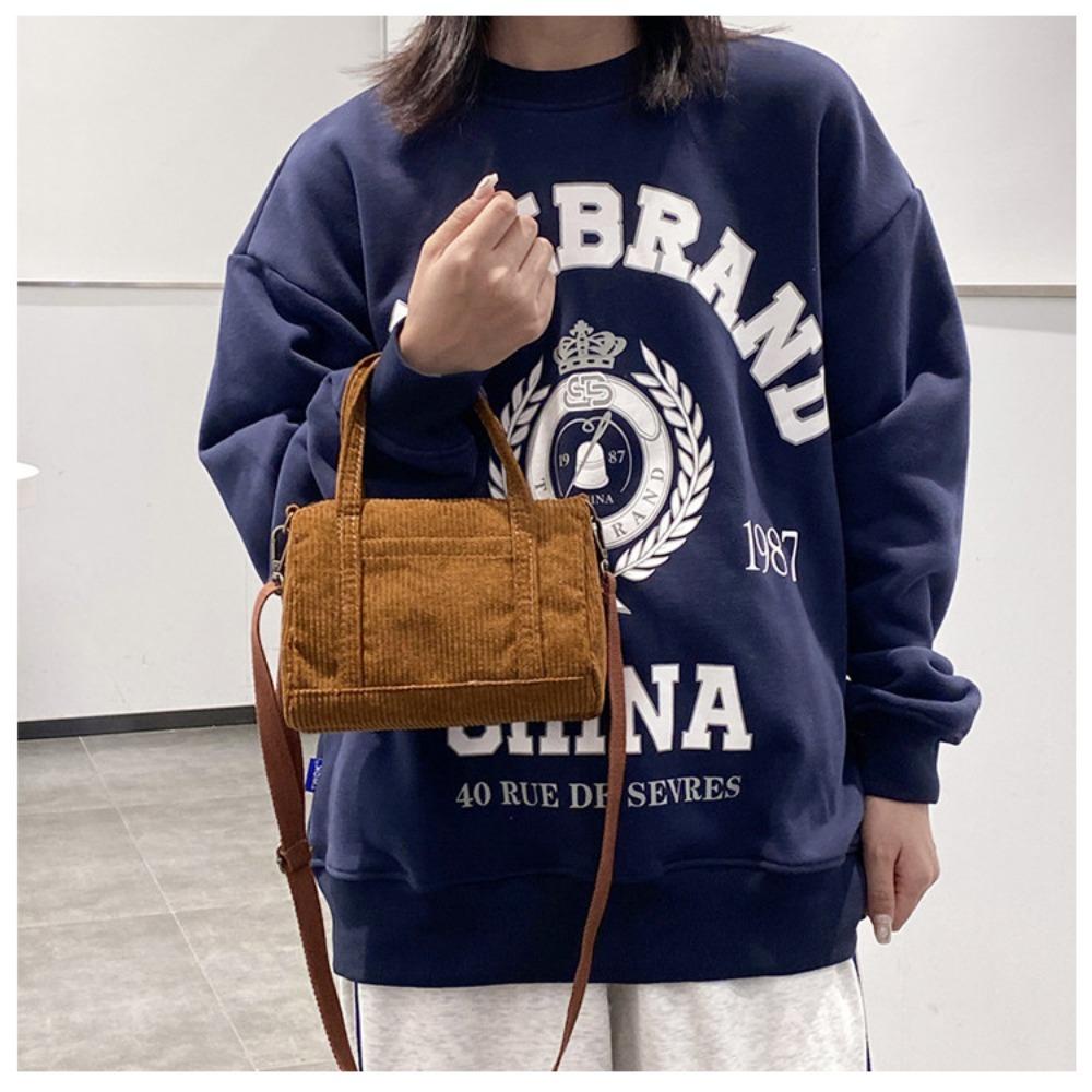 OKDEALS Túi Xách Nhung Kẻ Đựng Điện Thoại Mini Có Khóa Kéo Phong Cách Retro