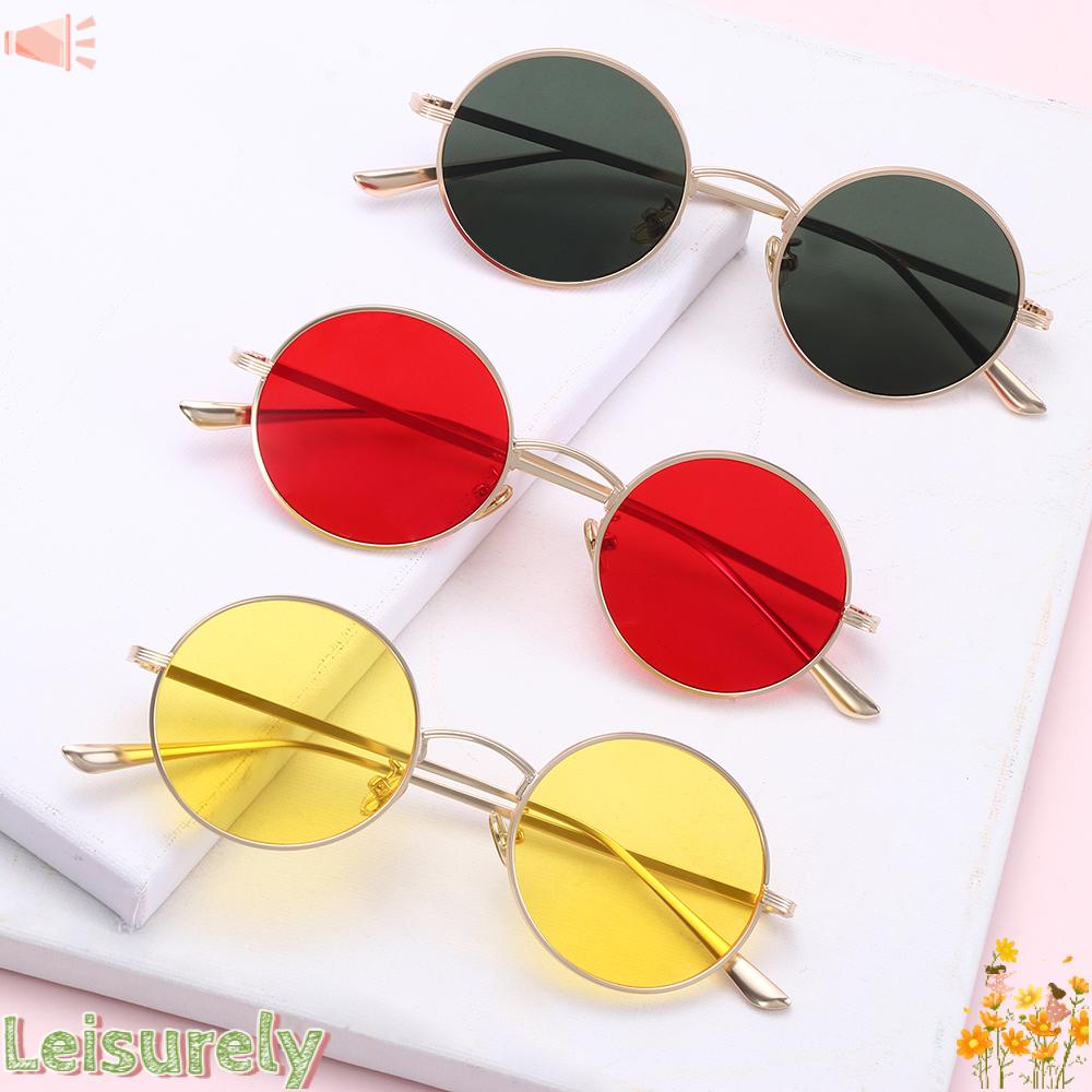 LEILY Kính Mát Gọng Kim Loại Tròn Thời Trang