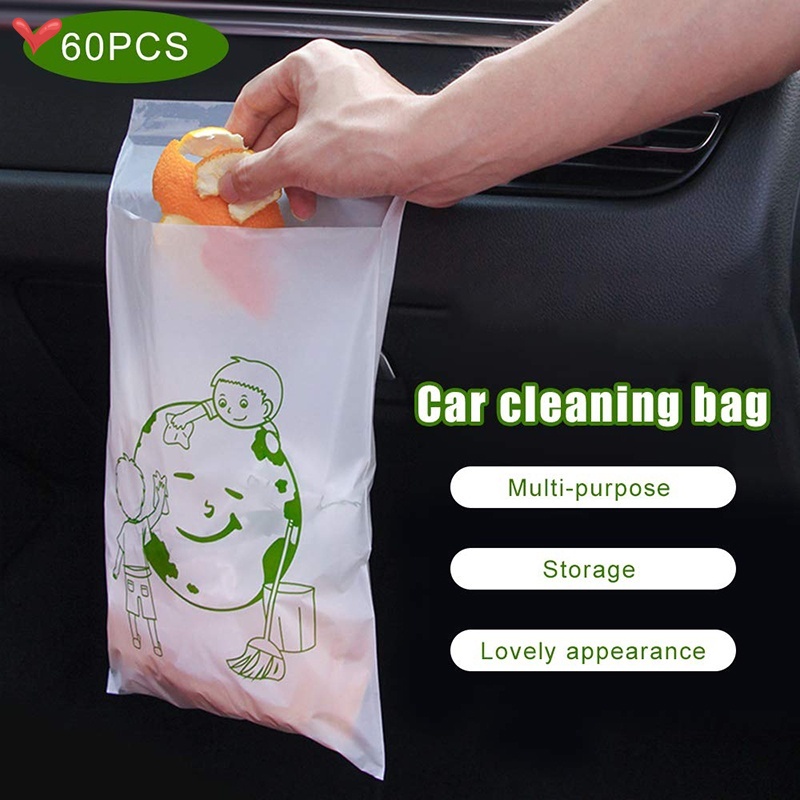 Bộ 60 Túi Đựng Rác Tự Dính Dùng Một Lần Cho Xe Hơi