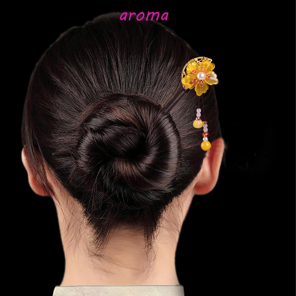 AROMA Trâm Cài Tóc Bằng Gỗ Phối Tua Rua Phong Cách Cổ Điển Cho Nữ