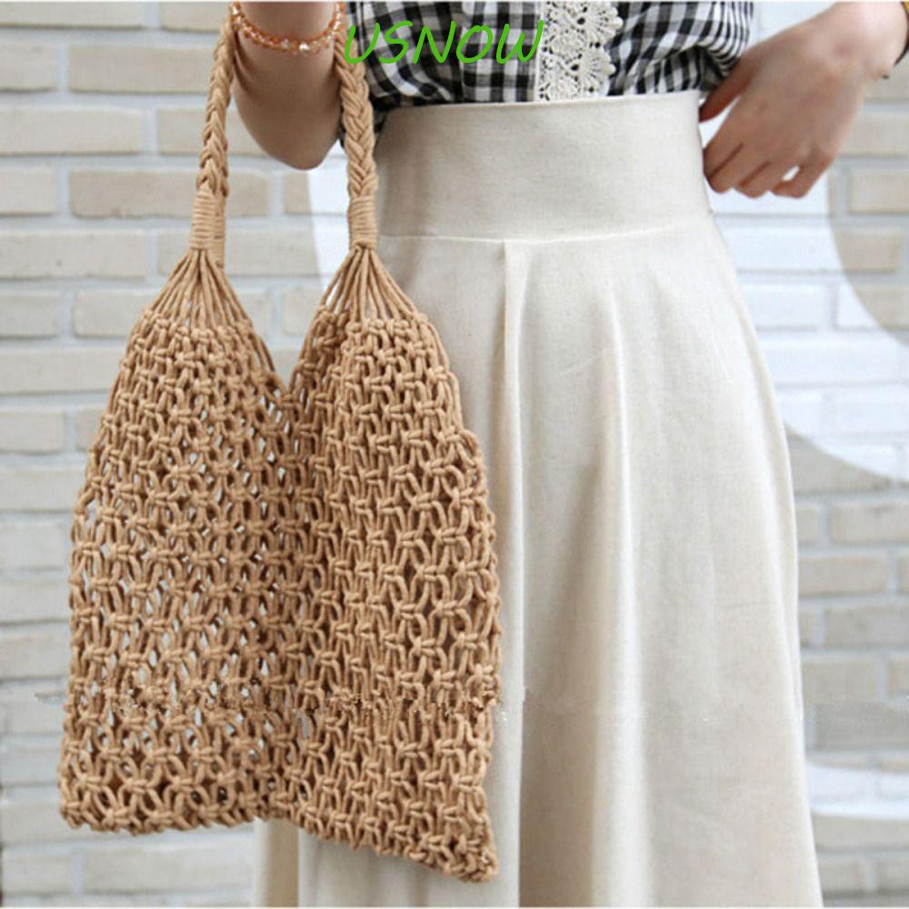 USNOW Túi Lưới Mua Sắm Đeo Vai Sức Chứa Lớn Phong Cách Bohemian Đơn Giản Hợp Thời Trang Cho Nữ