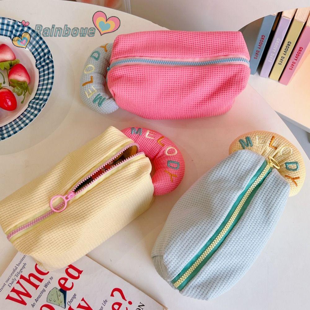 RAINBOW Túi Đựng Bút / Đồ Trang Điểm Màu Sắc Tương Phản Sức Chứa Lớn Tiện Dụng