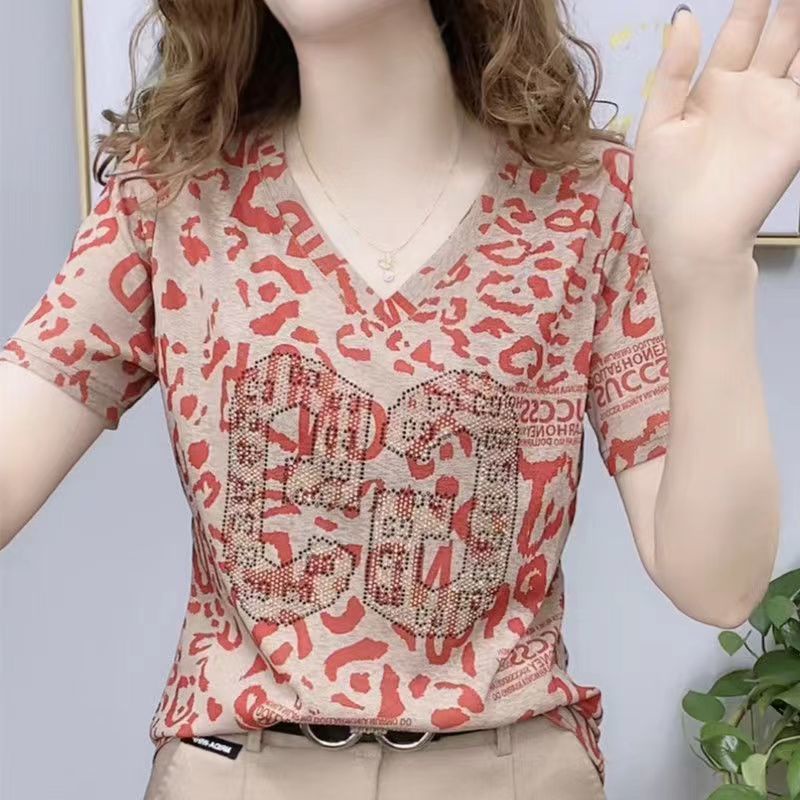 Áo Thun Ngắn Tay Cổ Chữ v Form Rộng Thời Trang Mùa Hè